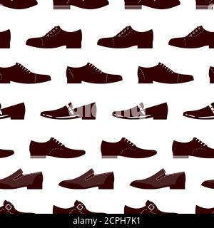 Elegance footwear seamless pattern. Male boots seamless texture. Pattern footwear repeat, shape of shoes illustration Stock Vector