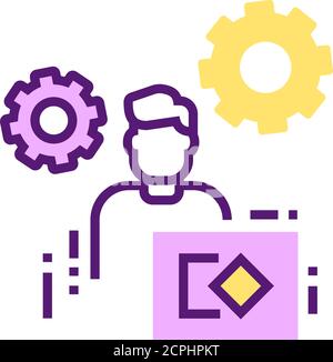 Brand manager color line icon. Influencer marketing person. Pictogram for web page, mobile app, promo. UI UX GUI design element. Editable stroke. Stock Vector