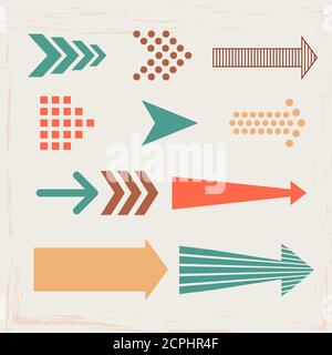 Arrows and directions signs in flat style vector set Stock Vector