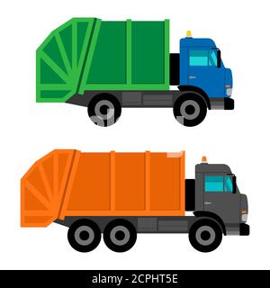 Cartoon garbage trucks vector isolated on white background Stock Vector