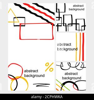 Abstract background vector banners template set with colorful linear elements Stock Vector