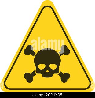 Attention toxic hazard yellow element. Skull, crossbones. Warning sign. Pictogram for web page, mobile app, promo. UI UX GUI design element. Stock Vector