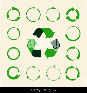 Recycle arrows vector set - ecology icons collection. Illustration of recycle arrow, reuse and recycling Stock Vector