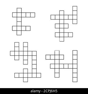 Crossword puzzle flat icons set. Vector crosswords template of game for brain leisure illustration Stock Vector