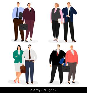 Vector business couple characters isolated on white background. Illustration of business person male and woman, professional people Stock Vector