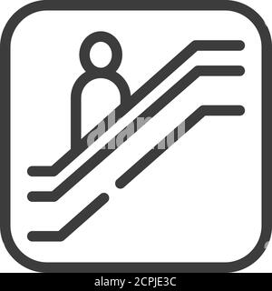 Escalator black line icon. Moving staircase which carries people between floors of a building. Pictogram for web page, mobile app, promo. UI UX GUI Stock Vector