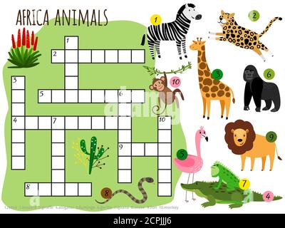 Crossword Education Game For Children About Animals Stock Vector Image Art Alamy