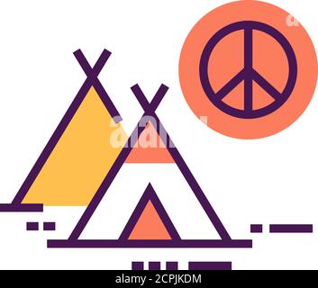 Peace camp color icon. Anti war movement. Peaceful protest. . Pictogram for web page, mobile app, promo. Editable stroke. Stock Vector