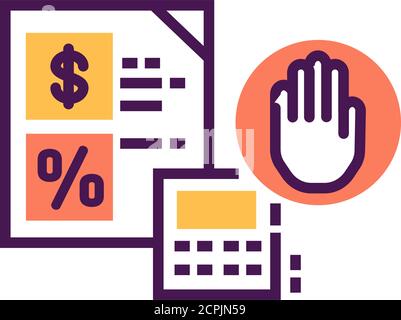 Tax resistance color icon. Protesting against government, labor movement. Social protest. Pictogram for web page, mobile app, promo. Editable stroke Stock Vector