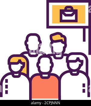 Work protest line color icon. Employees and work stoppage. Labor movement. Social protest. Pictogram for web page, mobile app, promo. Editable stroke. Stock Vector