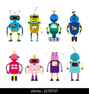 Robot boy flat character. Isolated stock vector illustration Stock