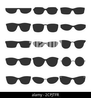 Glasses black silhouette icons vector collection on white background Stock Vector