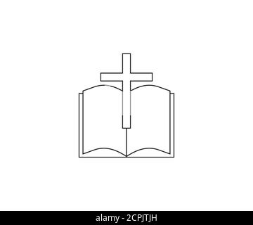 Bible, book, cross icon. Vector illustration, flat design. Stock Vector