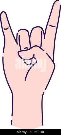 Hand showing coolness line icon. Heavy metal hand gesture. Pictogram for web page, mobile app, promo. UI UX GUI design element. Editable stroke. Stock Vector