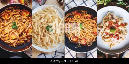 Food Banner. Italian food, mixed pasta Stock Photo