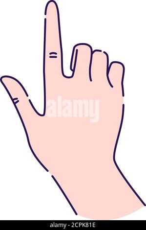 Hand gesture touch line color icon. Make the index finger up gesture sketch element. Pictogram for web page, mobile app, promo. Editable stroke. Hand Stock Vector