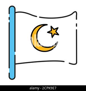 Islamic flag color line icon. Pictogram for web page, mobile app, promo. UI UX GUI design element. Editable stroke. Stock Vector