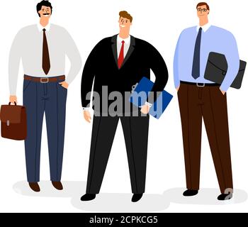 Businessmen in formal clothes style set isolated on white background, vector illustration Stock Vector