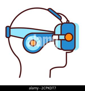 VR Headset color line icon. Virtual reality experience. Innovative digital device. Pictogram for web page, mobile app, promo. UI UX GUI design element Stock Vector
