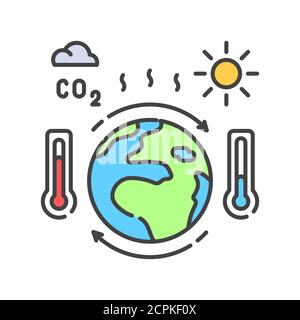 Climate change color line icon. Environmental problems. Sign for web page, app. UI UX GUI design element. Editable stroke. Stock Vector