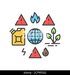 Lack natural resources color line icon. Overconsumption. Environmental problems. Sign for web page, app. UI UX GUI design element. Editable stroke Stock Vector