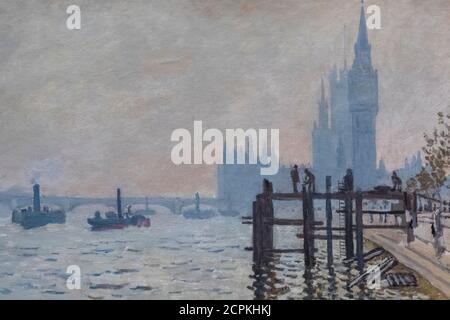 Painting titled 'The Thames Below Westminster' by Claude Monet dated 1871 Stock Photo