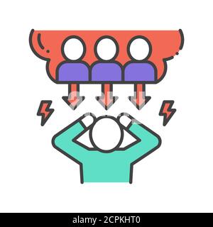 Social bullying color line icon. Harassment, social abuse and violence ...