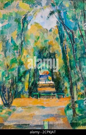 Painting titled 'Avenue at Chantilly' by Paul Cezanne dated 1888 Stock Photo