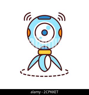360 degree panoramic video camera on tripod color line icon. Innovative digital device. Pictogram for web page, mobile app, promo. UI UX GUI design Stock Vector