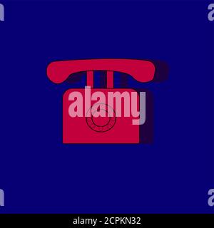 web icon phone number on a blue background for the interface Stock Vector