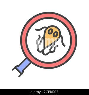 Giardiasis check color line icon. Medical examination concept. Pictogram for web, mobile app, promo. UI UX design element. Editable stroke. Stock Vector