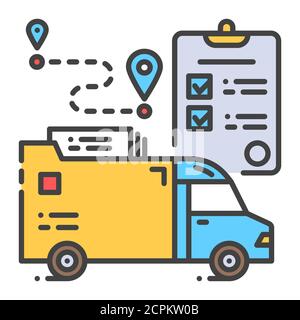 Delivery document color line icon. Freight transport sign. Express shipping. Sign for web page, app. UI UX GUI design element. Editable stroke. Stock Vector