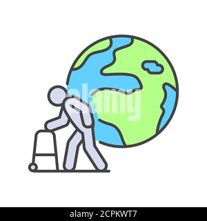 Population ageing color line icon. Environmental problems. Sign for web page, app. UI UX GUI design element. Editable stroke. Stock Vector