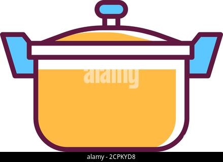 Saucepan ginseng soup line color icon. Korean food. Sign for web page, mobile app, button, logo. Editable stroke Stock Vector