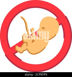 Abortion color flat icon. Fetal death, miscarriage concept. Keep abortion legal. Feminist protest. Human rights. Sign for web page, mobile app, banner Stock Vector