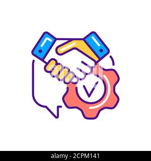 Cooperation color line icon. Soft skills. Pictogram for web, mobile app, promo. UI UX design element Stock Vector