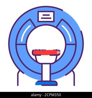MRI machine scan device in hospital line color icon. Medical equipment and health care concept. Sign for web page, mobile app, logo. Vector isolated Stock Vector