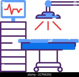 Operating hospital room and equipment line color icon. Surgical emergency. Sign for web page, mobile app, button, logo. Vector isolated element Stock Vector