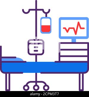 Chemotherapy line color icon. Hospital ward, intensive therapy. Medical treatment. Palliative care. Sign for web page, mobile app, button, logo Stock Vector