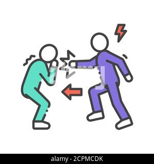 Physical bullying color line icon. Harassment, beat and violence. Sign for web page, mobile app, button, logo. Editable stroke. Stock Vector