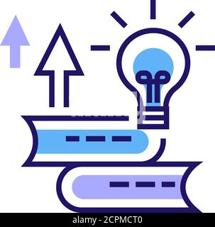 Self development book color line icon. Learning about personal ...
