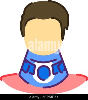 Orthopedic cervical neck collar flat color icon.Traumatic head and neck injuries treatment Stock Vector