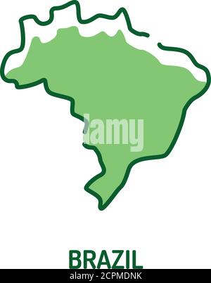 Brazil map color line icon. Border of the country. Pictogram for web page, mobile app, promo. UI UX GUI design element. Editable stroke. Stock Vector