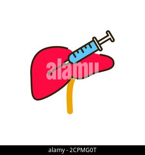 Biopsy liver color line icon. Medical and scientific concept. Laboratory diagnostics. Pictogram for web, mobile app, promo. UI UX design element Stock Vector