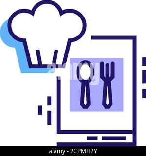 Cooking courses color line icon. Food masterclass. Culinary school, food workshop, chef kitchenware. Pictogram for web page, mobile app. UI UX GUI Stock Vector