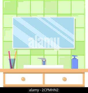 Bathroom with furniture flat design interior vector illustration Stock ...