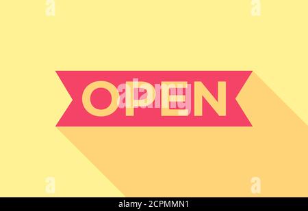 Hanging sign with text Come in we're open icon isolated with long shadow. Business theme for cafe or restaurant. Flat design. Vector Illustration. Stock Vector