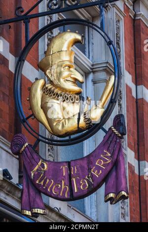 England, London, City of London, Fleet Street, The Punch Tavern Pub Sign Stock Photo