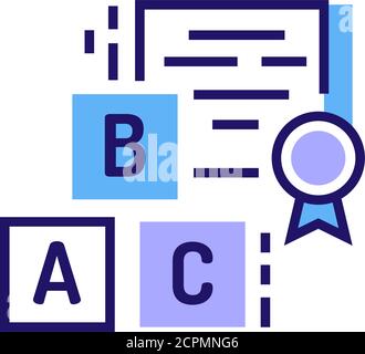 Teaching children color line icon. School or kindergarten program, kids education. Pictogram for web page, mobile app. UI UX GUI design element Stock Vector