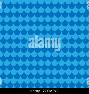 Japanese traditional ornament. Seamless pattern. Blue colored fish scales. Vector illustration Stock Vector